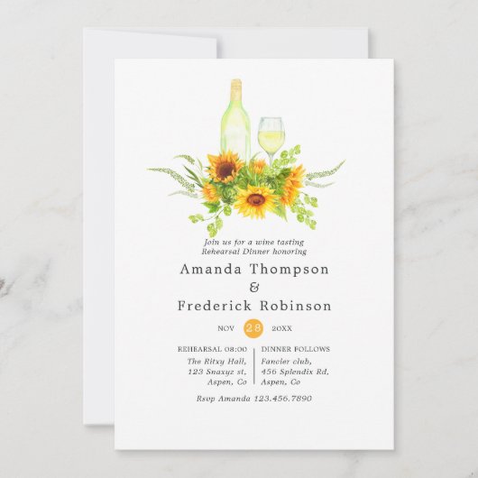 Boho Sunflowers Probe Dinner Weinverkostung Einladung (Vorderseite)