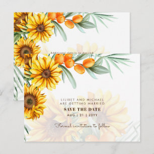 Boho Sunflowers Rustic Wedding RETT DATES Postkarte