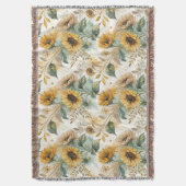 Boho Sunflowers Watercolor Gold Decke (Vorderseite Vertikal)