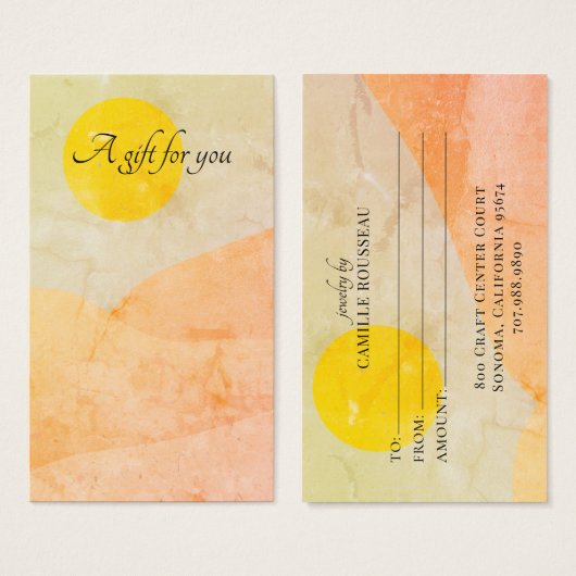 Boho Sunrise Wüste Abstrakte Geschenkkarte (Vorne & Hinten)