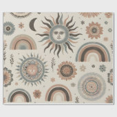 Boho Suns, Rainbows und Florals Geschenkpapier (Flach)