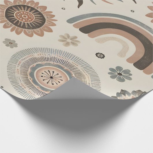 Boho Suns, Rainbows und Florals Geschenkpapier (Ecke)