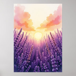 Boho Sunset Lavender Wall Art Poster