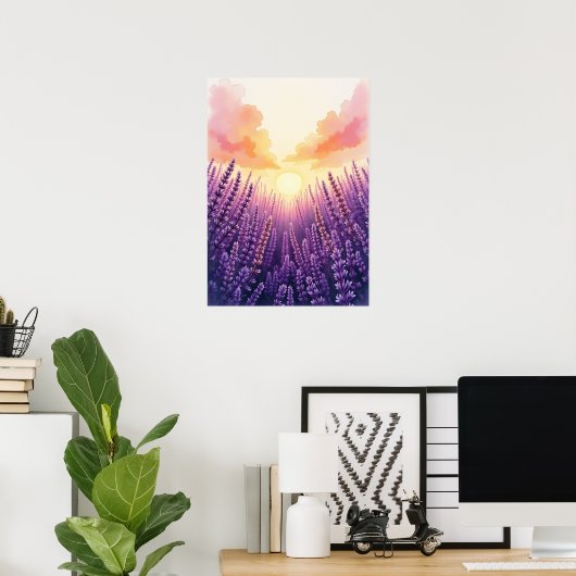 Boho Sunset Lavender Wall Art Poster (Heimbüro)