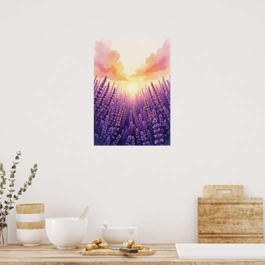 Boho Sunset Lavender Wall Art Poster (Küche)