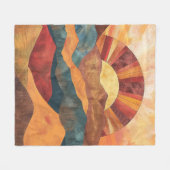 Boho Sunset Over Mountains - Retro Erthy Landschaf Fleecedecke (Vorderseite (Horizontal))