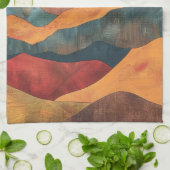 Boho Sunset Over Mountains - Retro Erthy Landschaf Geschirrtuch (Gefaltet)