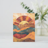 Boho Sunset Over Mountains - Retro Erthy Landschaf Postkarte (Stehend Vorderseite)