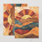 Boho Sunset Over Mountains - Retro Erthy Landschaf Postkarte (Vorne/Hinten)