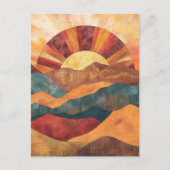Boho Sunset Over Mountains - Retro Erthy Landschaf Postkarte (Vorderseite)