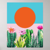 Boho Sunset Retro Floral Abstract Collage Poster (Vorne)