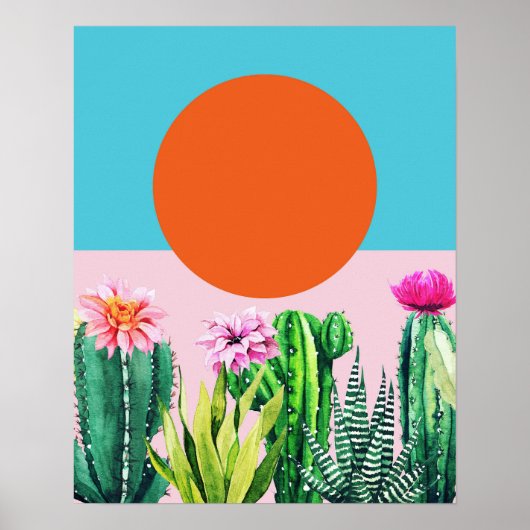 Boho Sunset Retro Floral Abstract Collage Poster (Vorne)