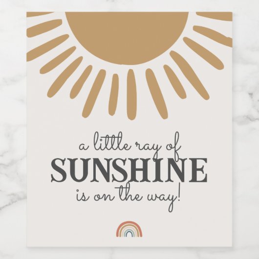 Boho sunshill Babydusche Weinetikett (Einzelnes Label)