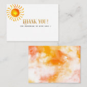 Boho sunshine Aquarell danke Ihnen Baby Dusche Mitteilungskarte (Vorne/Hinten)