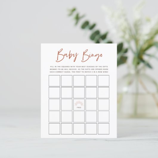 Boho Sunshine Baby Bingo Game (Stehend Vorderseite)