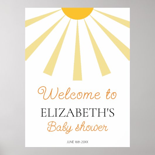 Boho Sunshine Baby Dusche Begrüßungszeichen Poster (Vorne)