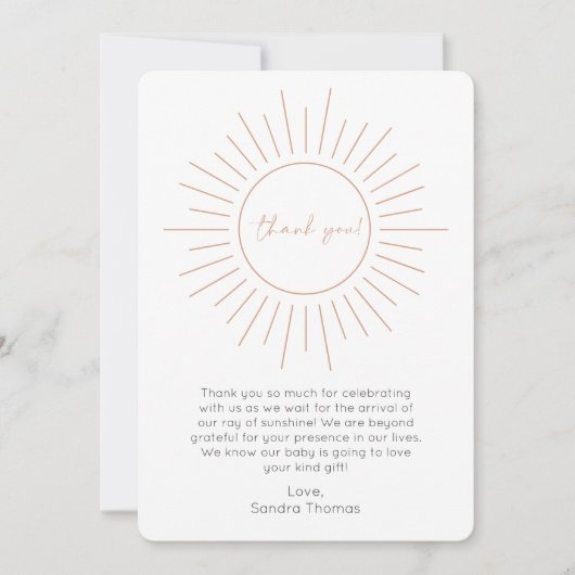 Boho Sunshine Baby Dusche Danke Karte (Vorderseite)