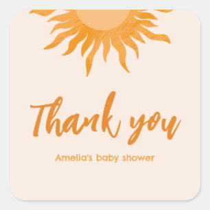 Boho sunshine Baby Dusche Gefallen Danke Quadratischer Aufkleber
