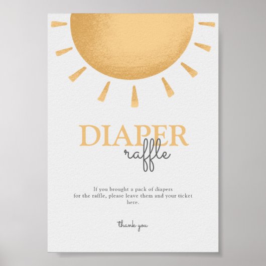 Boho Sunshine Baby Duschkabine Windeln Raffle Schi Poster (Vorne)