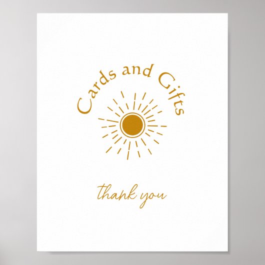 Boho Sunshine Baby Duschkarten und Geschenkschild Poster (Vorne)