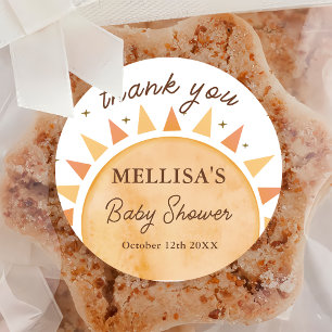 Boho Sunshine Baby Showaufkleber Runder Aufkleber