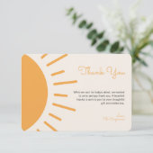 Boho Sunshine Baby Shower Dankeskarte (Stehend Vorderseite)