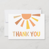 Boho Sunshine Baby Shower Dankeskarte (Vorderseite)