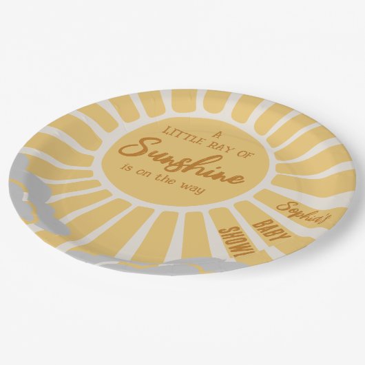 Boho Sunshine Baby Shower Paper Plate Pappteller (Schrägansicht)