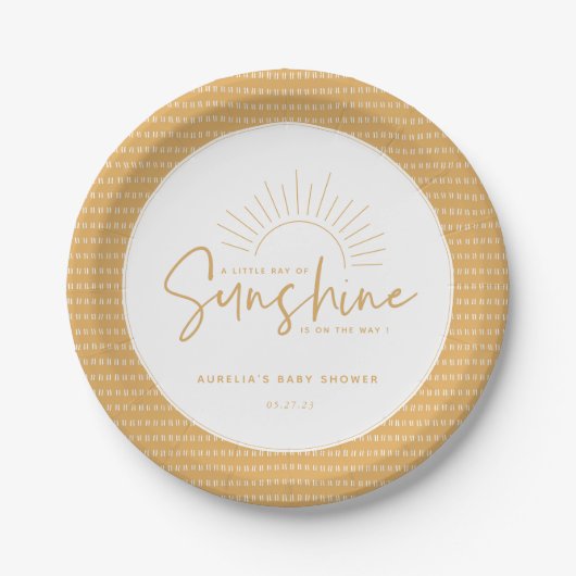 Boho Sunshine Baby Shower Paper Plate Pappteller (Vorderseite)