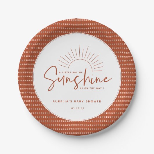 Boho Sunshine Baby Shower Pappteller (Vorderseite)