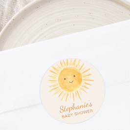 Boho Sunshine Baby Shower Runder Aufkleber