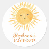 Boho Sunshine Baby Shower Runder Aufkleber (Vorderseite)