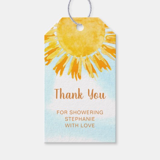 Boho Sunshine Baby Shower Vielen Dank Geschenkanhänger (Vorderseite)