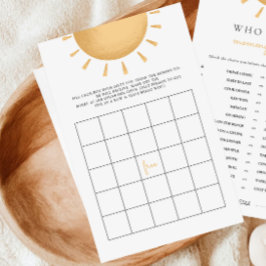 Boho Sunshine Baby Showroom Bingo Activity Games
