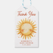 Boho Sunshine Cute Sun Baby Shower Thank You Geschenkanhänger (Vorderseite)