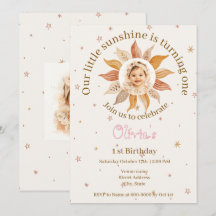 Boho Sunshine Foto Erstes Geburtstagsmädchen