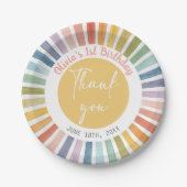 Boho Sunshine Geburtstag Papier Teller (Vorderseite)