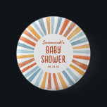 Boho Sunshine Gender Neutral Baby Shower Button<br><div class="desc">Herzlich willkommen auf Ihrem kleinen Sonnenstrahl mit dem neutralen Boho Sunshine Gender Baby Shower Button mit einem zauberhaften,  gelben,  goldenen,  orangen,  blauen und pfirsichfarbenen Sonnenschein.</div>