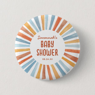 Boho Sunshine Gender Neutral Baby Shower Button