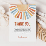 Boho Sunshine Gender Neutral Baby Shower Dankeskarte<br><div class="desc">Herzlich willkommen auf Ihrem kleinen Sonnenstrahl mit der Boho Sunshine Gender Neutral Baby Shower Dankeschön Card mit einem bezaubernden gelben,  goldenen,  orangefarbenen,  blauen und pfirsichfarbenen Sonnenschein.</div>