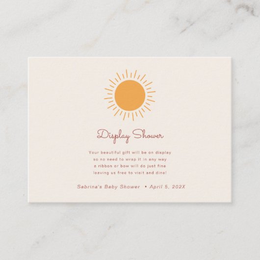 Boho Sunshine Gender Neutral Display Dusche Enclo Begleitkarte (Vorderseite)