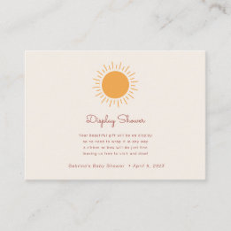 Boho Sunshine Gender Neutral Display Dusche Enclo Begleitkarte