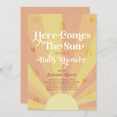 Boho Sunshine I Retro Peace and Liebe Babydusche Einladung (Vorne/Hinten)