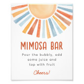 Boho Sunshine Neutral Baby Dusche Mimosa Zeichen Fotodruck (Vorne)