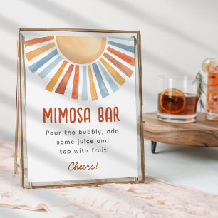 Boho Sunshine Neutral Baby Dusche Mimosa Zeichen Fotodruck