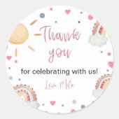 Boho Sunshine Rainbow Birthday Sticker Labels (Vorderseite)
