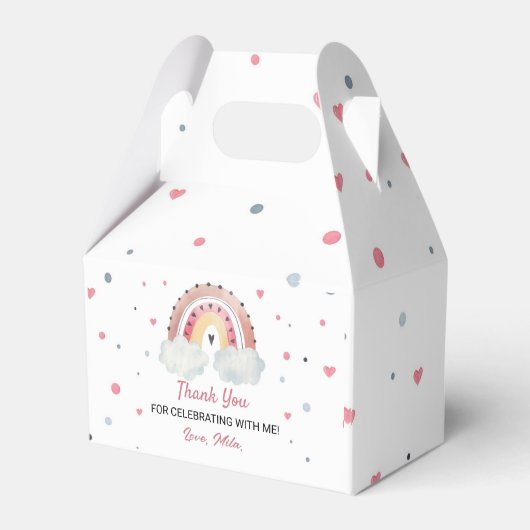 Boho Sunshine Rainbow Favor Box Birthday Party Geschenkschachtel (Rückseite)