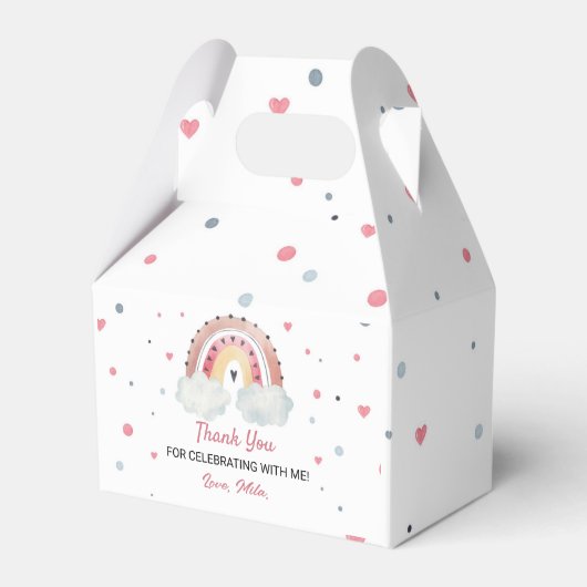 Boho Sunshine Rainbow Favor Box Birthday Party Geschenkschachtel (Vorderseite)