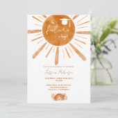 Boho sunshine Regenbogenorange 4 Fotos Abschluss Einladung (Stehend Vorderseite)