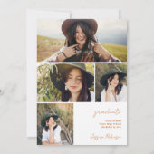 Boho sunshine Regenbogenorange 4 Fotos Abschluss Einladung (Rückseite)